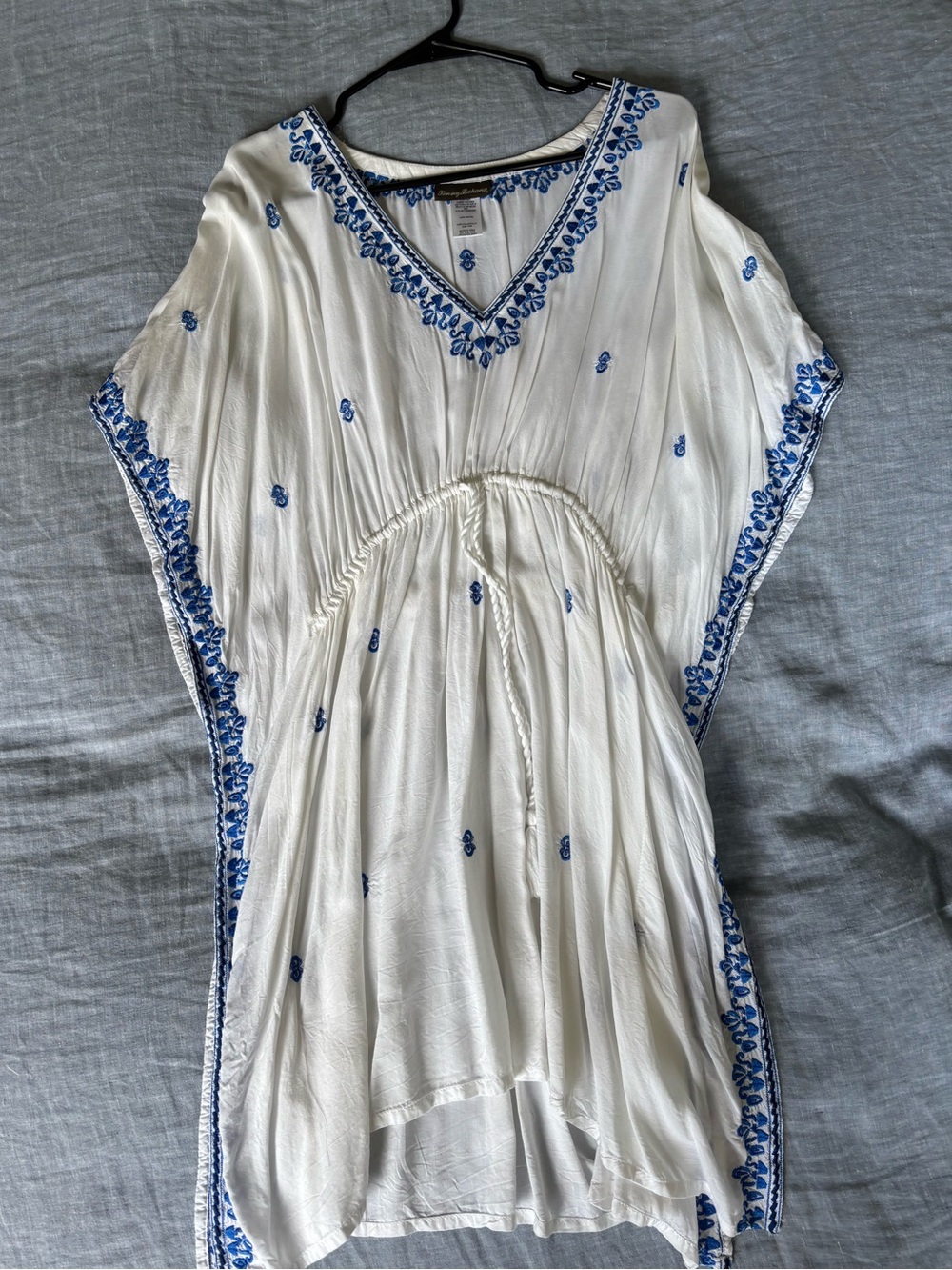 Tommy Bahama White & Blue Embroidered Dress